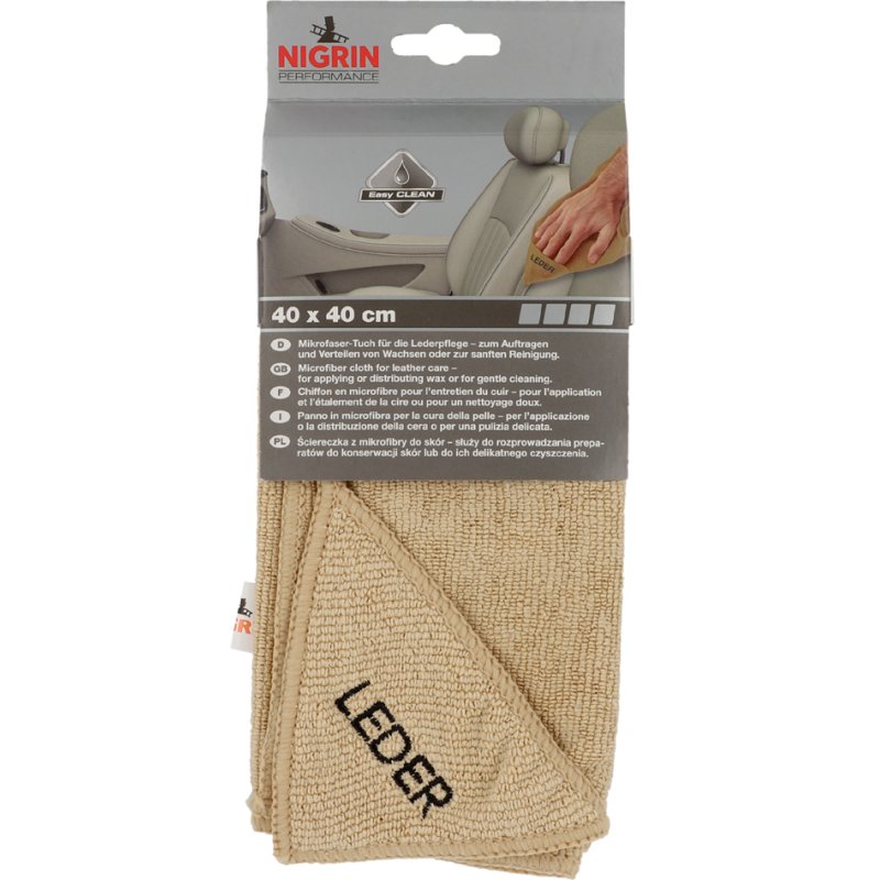 NIGRIN Performance chiffon microfibre pour cuir, naturel, 400×400 mm, 80% polyester 20% polyamide